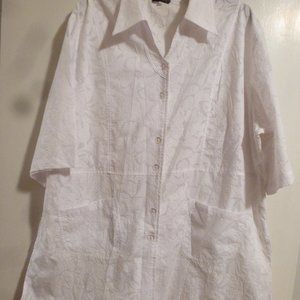 CASANOVA /New Romantic Buttoned  White tunic/ short dress with slits Sz XXXL